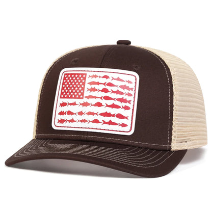 Unisex White Flag Little Fish Leather Label Baseball Net Caps