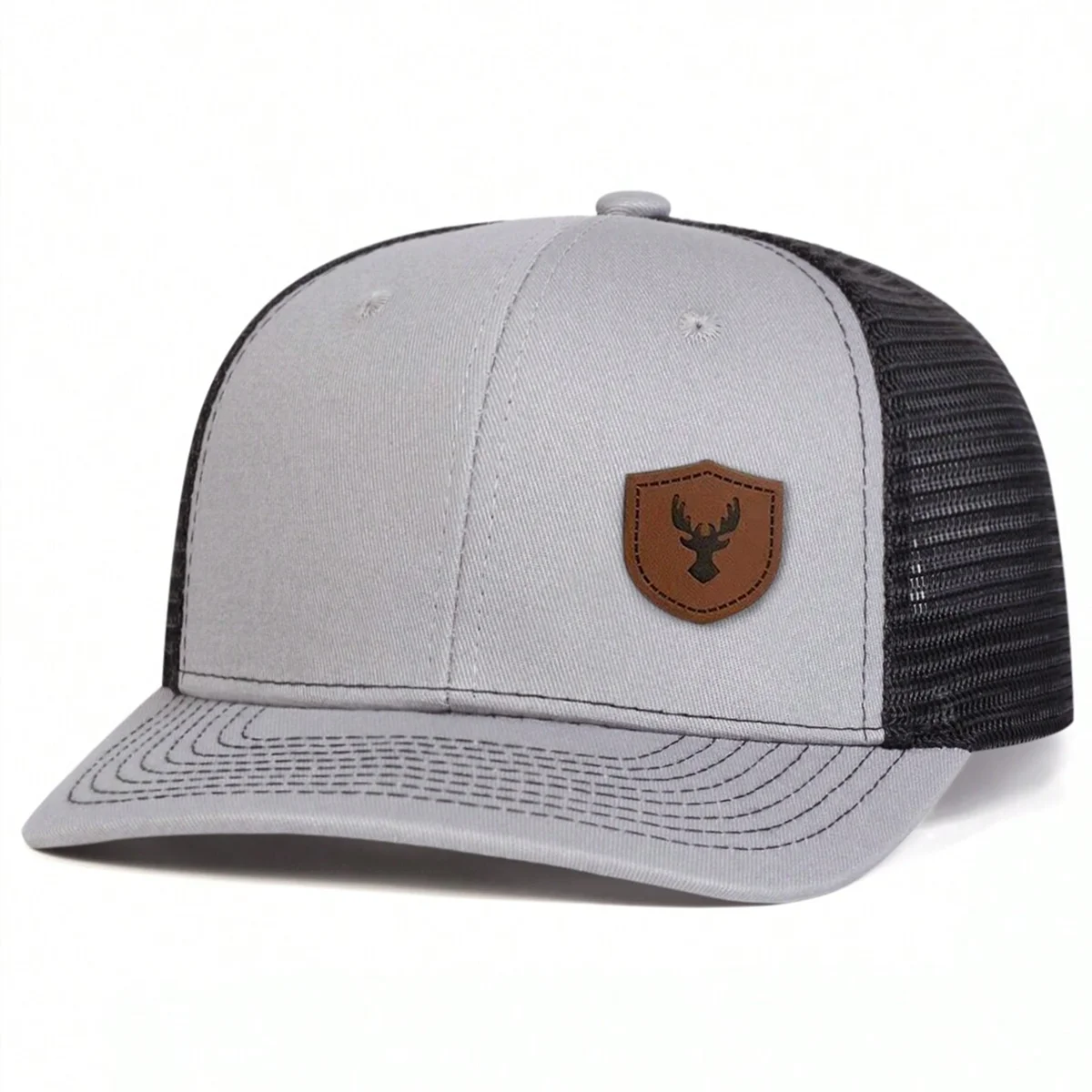 Unisex Deer Antlers Leather Label Baseball Net Caps