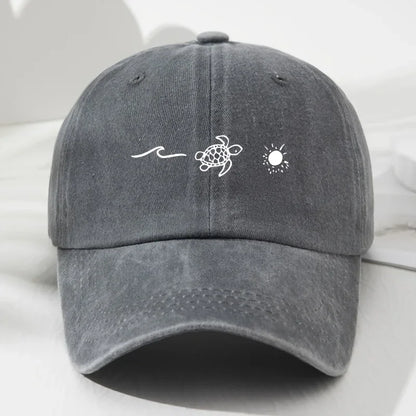 Vintage Turtle Print Duckbill Baseball Cap