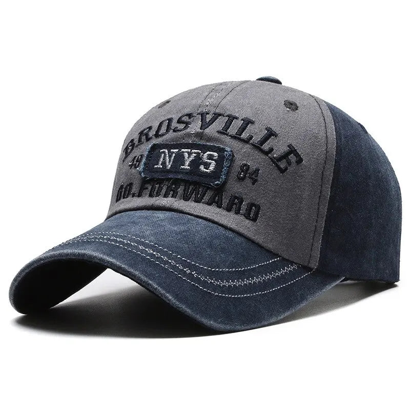 Distressed Washed Cotton Letter Baseball Cap