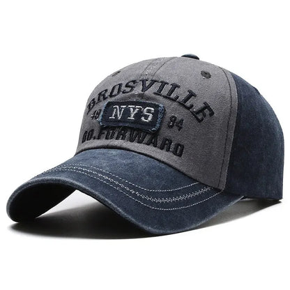 Distressed Washed Cotton Letter Baseball Cap