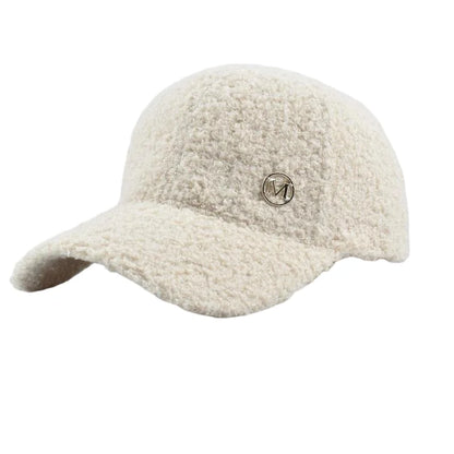 M Label Lamb Wool Baseball Cap