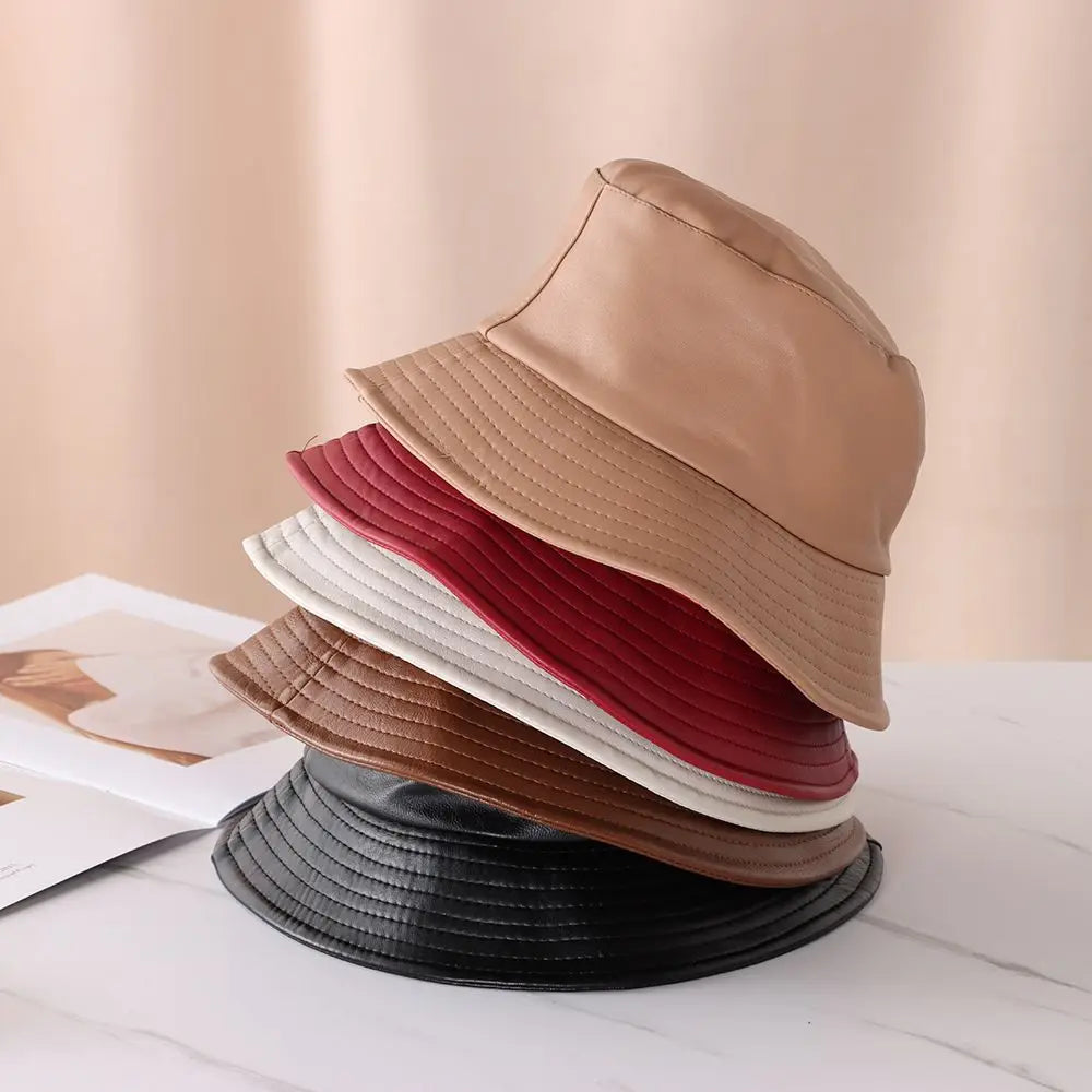 PU Leather Waterproof Bucket Hat Unisex