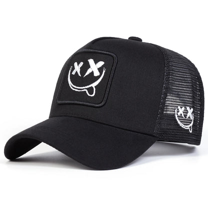 XX Smiling Face Embroidered Mesh Baseball Cap