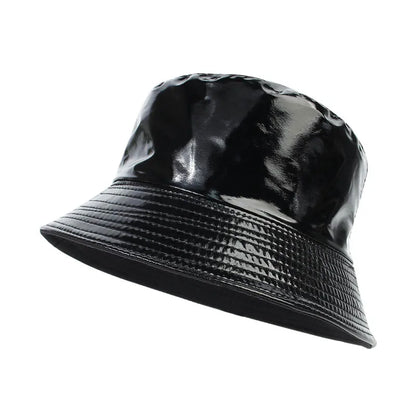 Shiny PU Leather Hip-Hop Bucket Hat