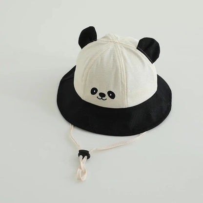 Kids Cute Bear Bucket Hat Baby Toddler Sun Cap UV Protection Cotton Beach Hat