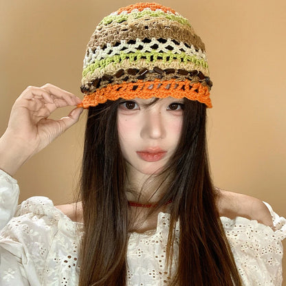 Harajuku Ethnic Handmade Beaded Breathable Women Bucket Hat