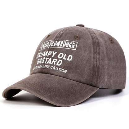 Warning Grumpy Old Bastard Printed Baseball Cap