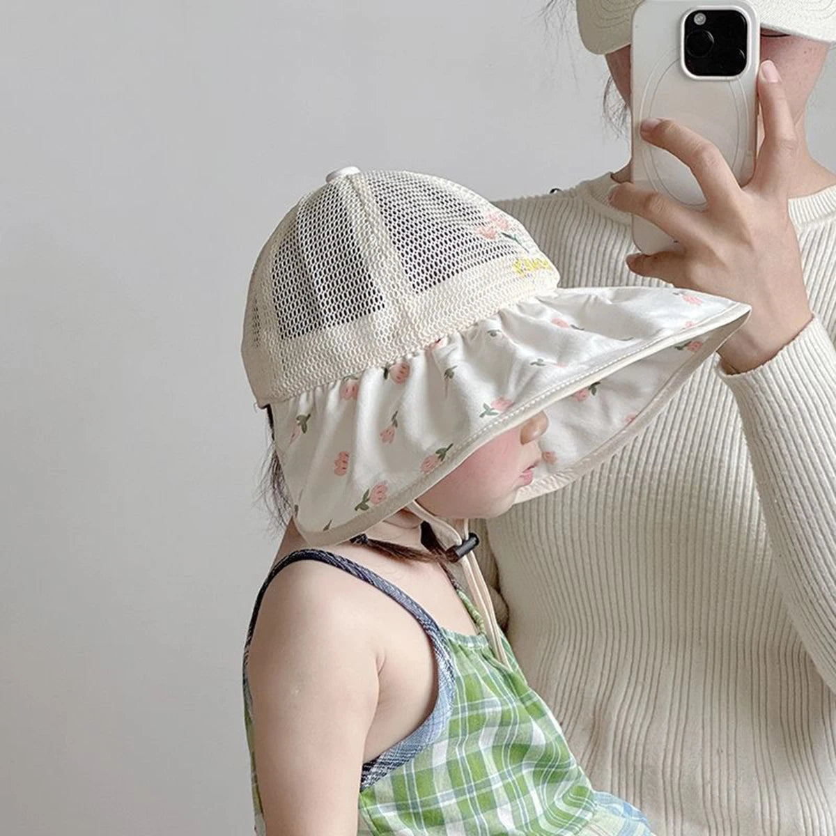 Floral Mesh Wide Brim Sun Hat