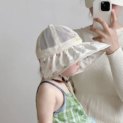 Floral Mesh Wide Brim Sun Hat