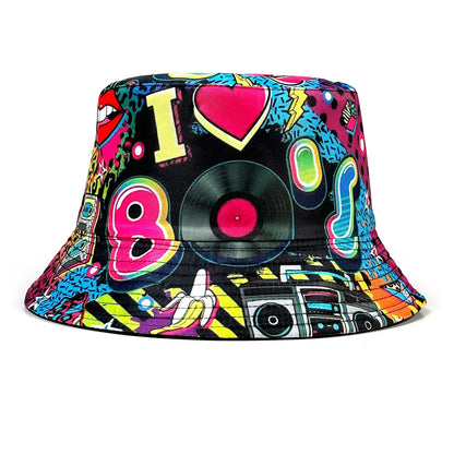 Retro Cassette Tape Reversible Foldable Bucket Hat Unisex
