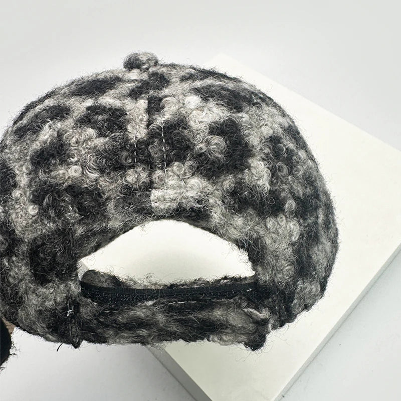 Check Leopard Print Baseball Cap