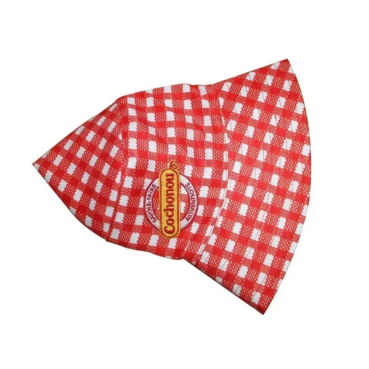 Pig Cochonou Embroidered Red Plaid Foldable Bucket Hat