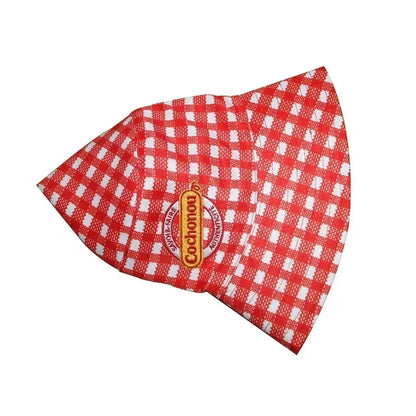 Pig Cochonou Embroidered Red Plaid Foldable Bucket Hat