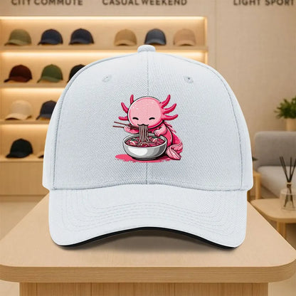Cute Axolotl Eating Ramen Graphic Baseball Cap