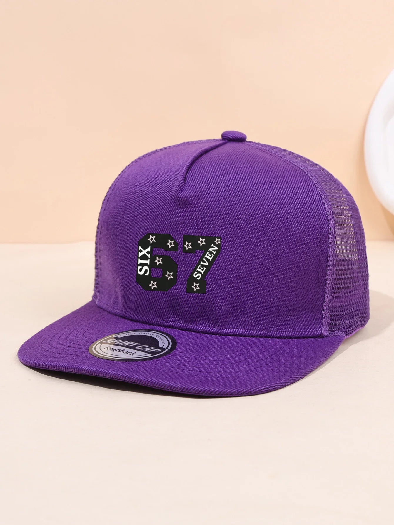 67 Star Embroidered Mesh Snapback Cap