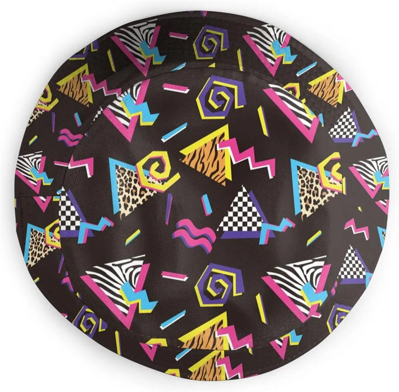 Retro Vintage Geometric Leopard Print Bucket Hat