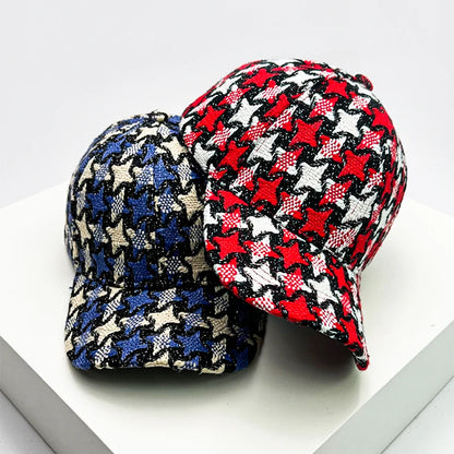 Warm Star Color Block Plush Baseball Cap