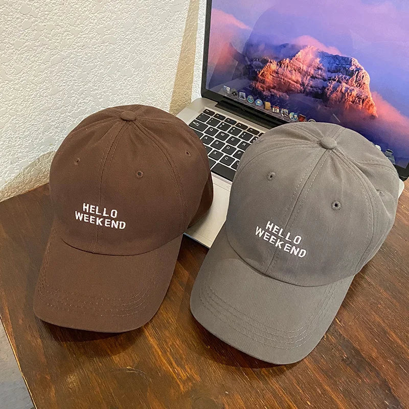 Hello Weekend Embroidered Baseball Cap