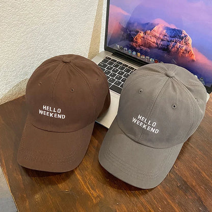 Hello Weekend Embroidered Baseball Cap