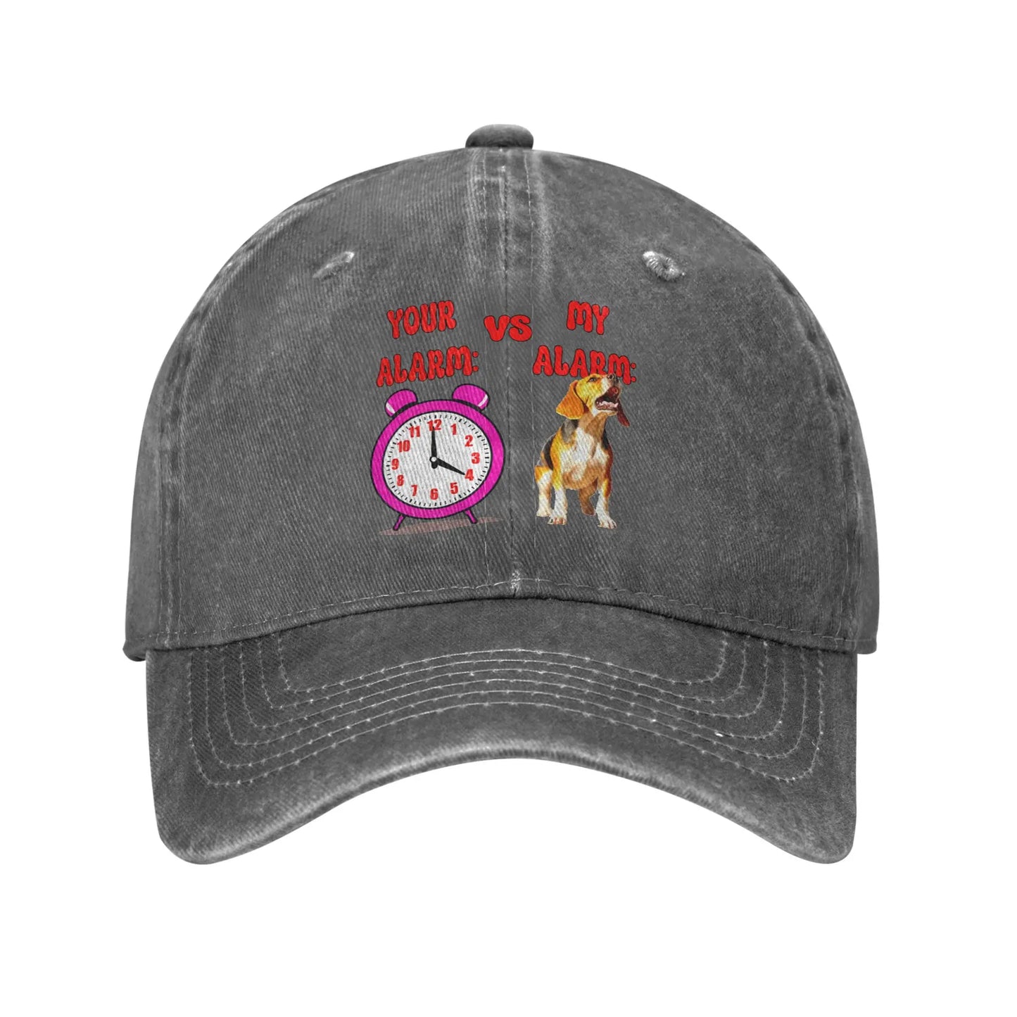 Your Alarm Vs My Alarm Beagle Distressed Denim Baseball Cap