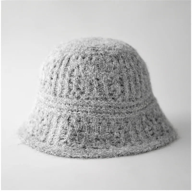 Hollow Knit Winter Bucket Hat