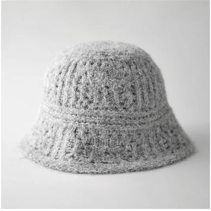 Hollow Knit Winter Bucket Hat