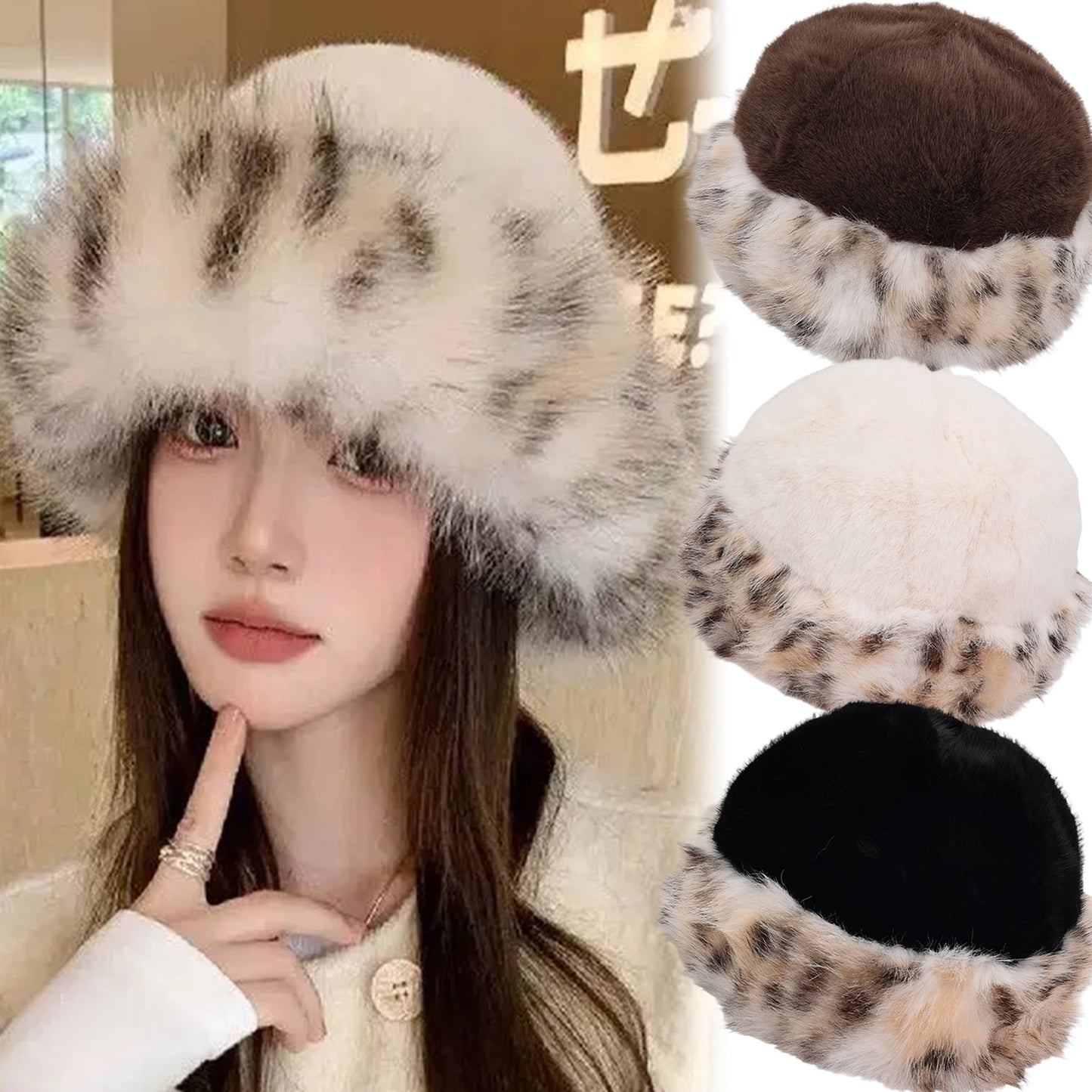 Mongolian Plush Fur Winter Bucket Hat
