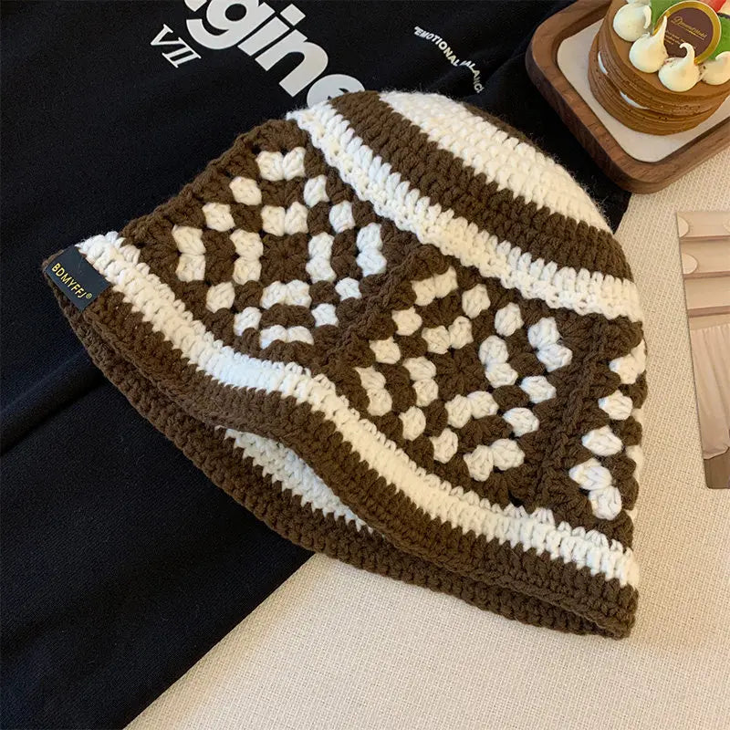Korean Oversized Thermal Knit Winter Bucket Hat