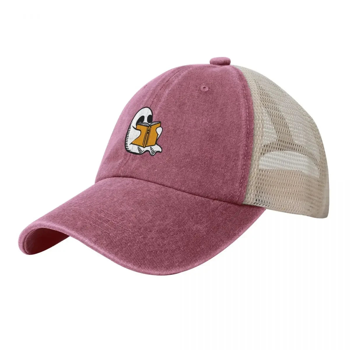 Booooks Halloween Ghost Cowboy Vintage Mesh Baseball Cap
