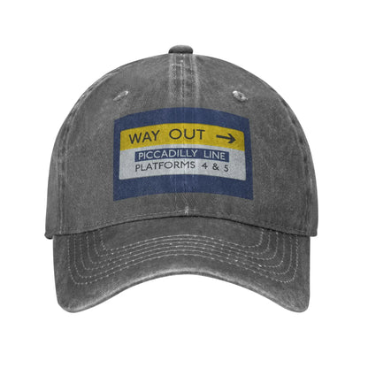 London Underground Way Out Denim Baseball Cap
