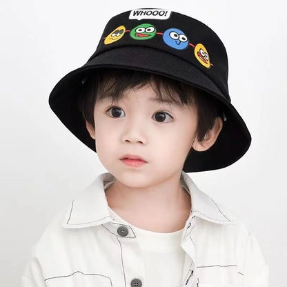 Kids Cartoon Windproof Rope Bucket Hat