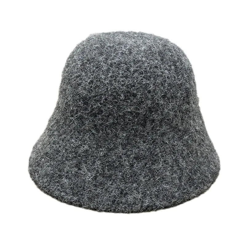 Wool Blend Knitted Plush Winter Bucket Hat