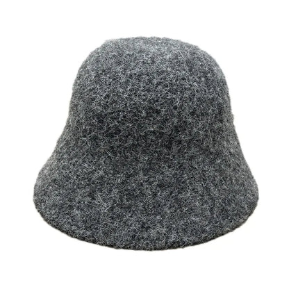 Wool Blend Knitted Plush Winter Bucket Hat