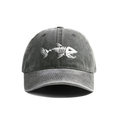 Vintage Fishbone Print Unisex Baseball Cap