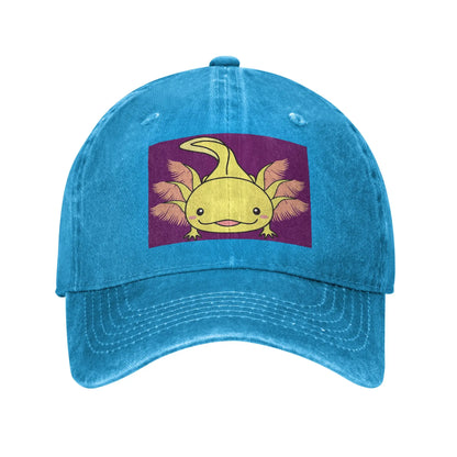 Cute Axolotl Perfect Saying Washed Denim Baseball Cap