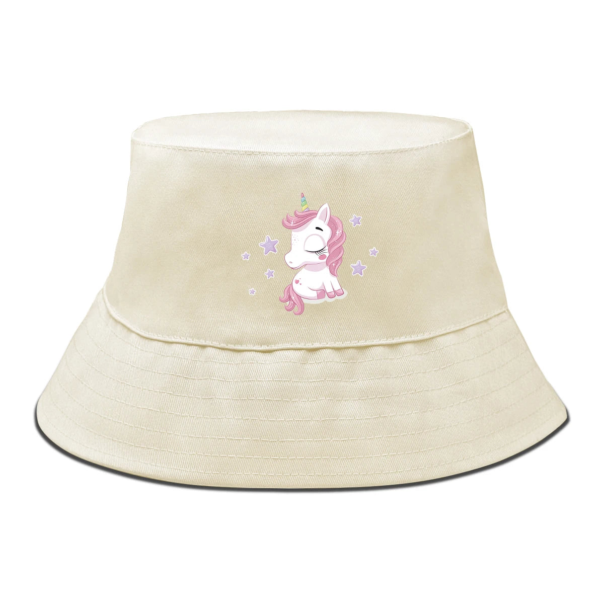 Pink Cartoon Unicorn Print Trendy Bucket Hat