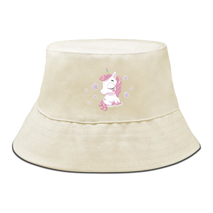 Pink Cartoon Unicorn Print Trendy Bucket Hat