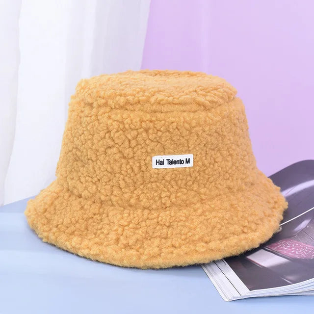 Appa Lamb Wool Winter Faux Fur Printed Bucket Hat