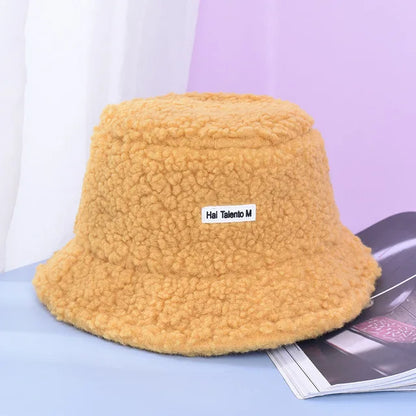 Appa Lamb Wool Winter Faux Fur Printed Bucket Hat