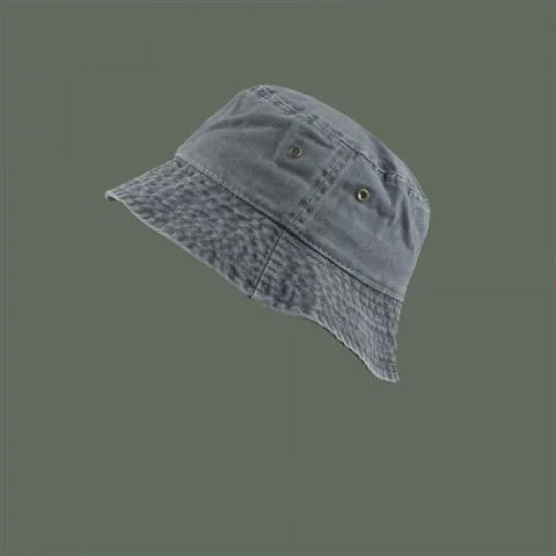 Vintage Washed Denim Wide Brim Bucket Hat