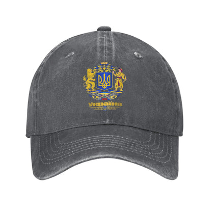 Ukraine Coat Of Arms Washed Trucker Baseball Cap