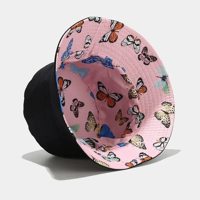 Cotton Butterfly Print Bucket Hat