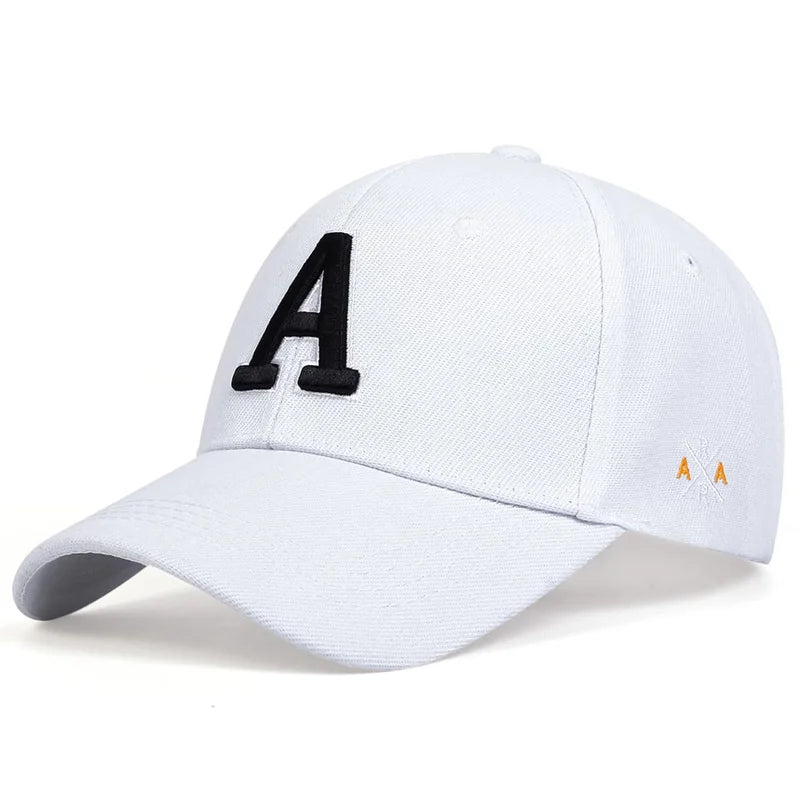 A Letter Embroidered Cotton Snapback Baseball Cap