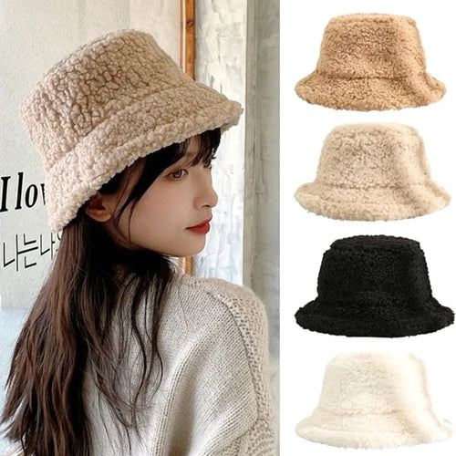Harajuku Unisex Lamb Wool Bucket Hat