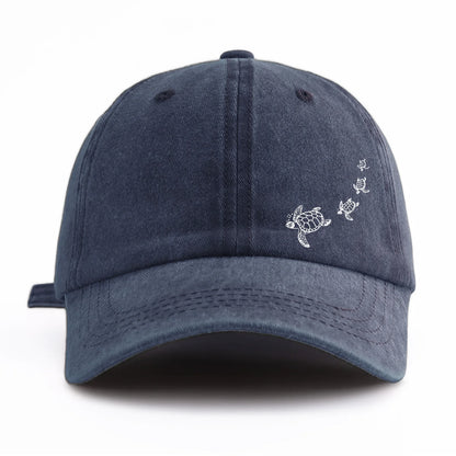 Turtle Print Minimalist Retro Washed Baseball Cap