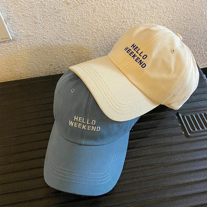Hello Weekend Embroidered Baseball Cap