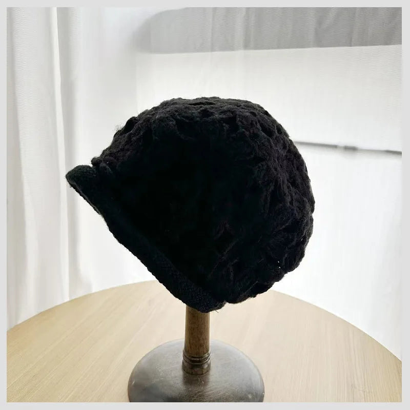 Korean Winter Handmade Floral Crochet Bucket Hat