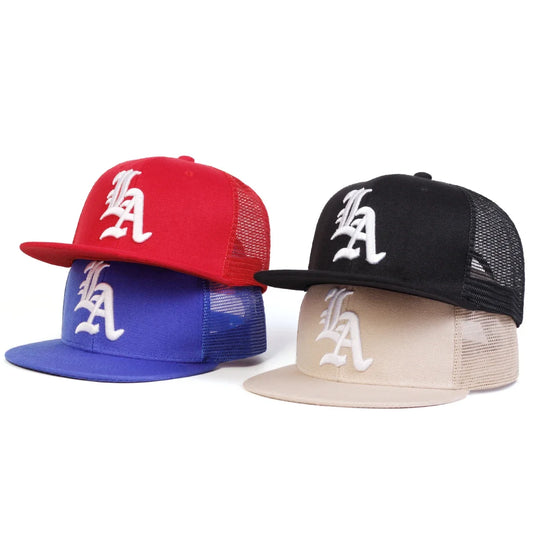Unisex Gothic Letter LA Embroidery Hip-hop Net Hats
