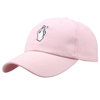 Cotton Rose Finger Gesture Snapback Baseball Cap